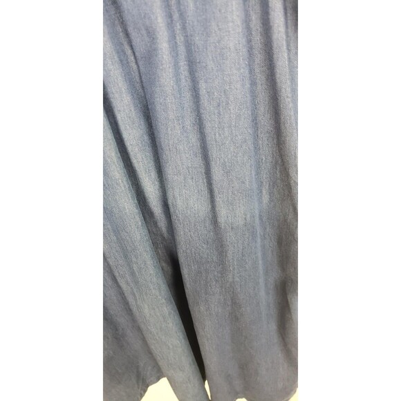 Go Softly House Dress XL Denim Blue Embroidered Floral Zip Patio Grandmacore - Picture 7 of 7